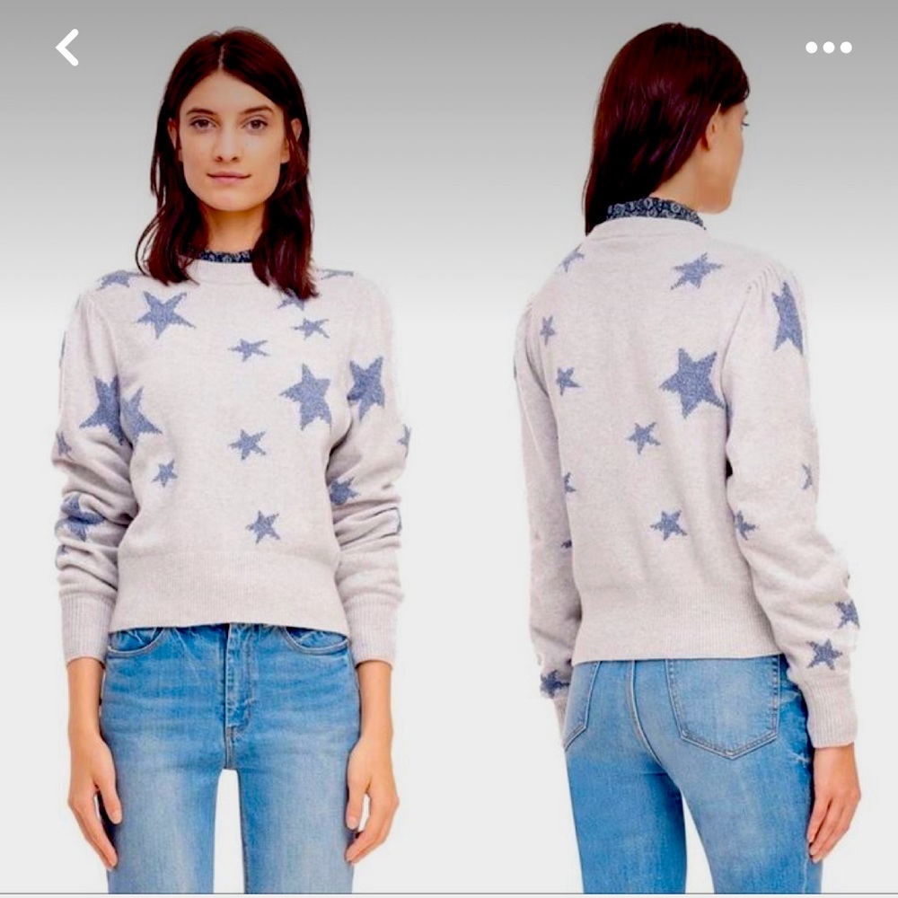 Rebecca Taylor Wool Puff Sleeve Star Sweater